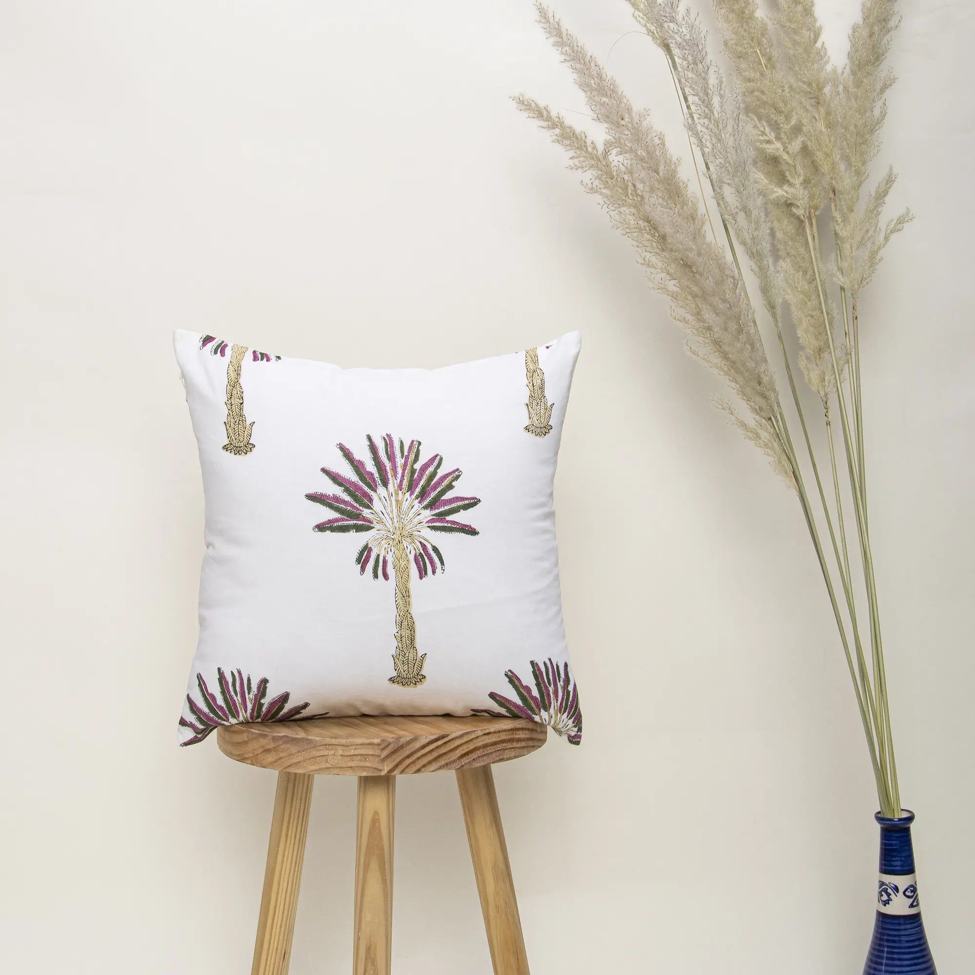 Palm Hand Block Printed Cotton Big Size Cushion Covers